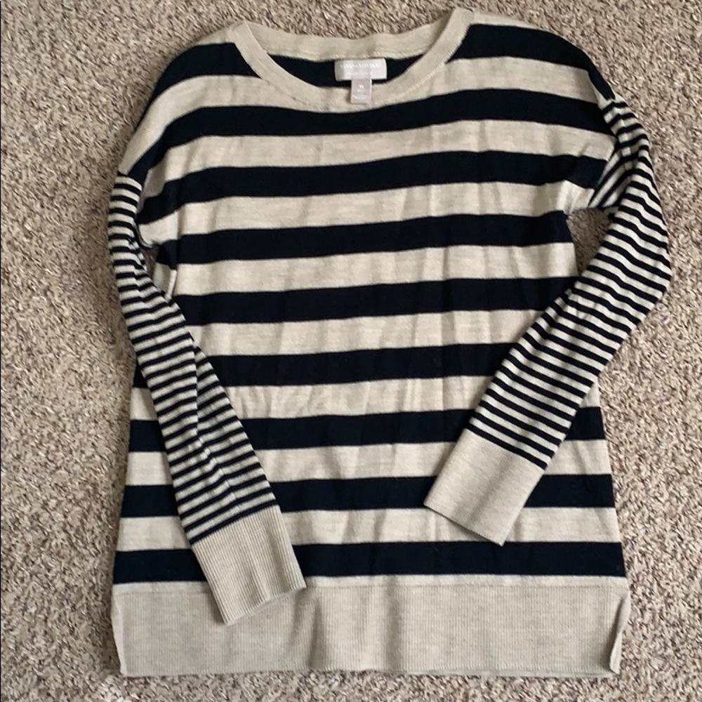 Striped Navy and Cream Women's Sweater